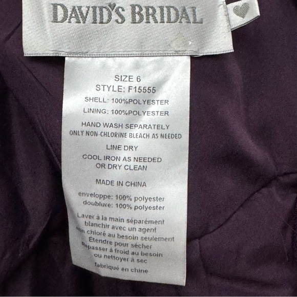 Strapless Empire Waist Chiffon Dress David’s Bridal Size 6 Purple - Picture 9 of 11